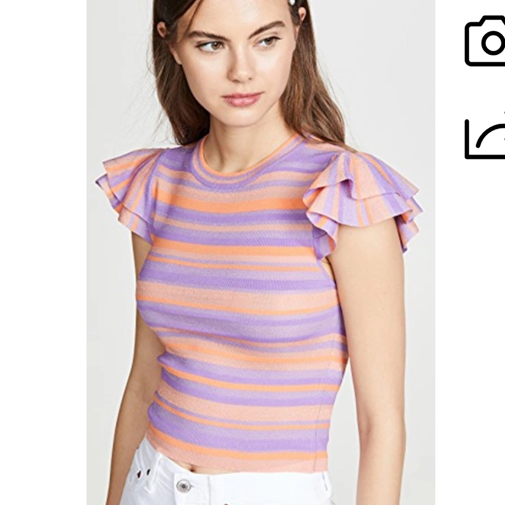 Alice + Olivia Purple and Pink Crop T-Shirt